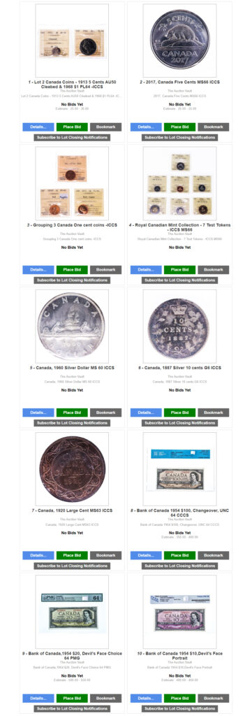 COIN AUCTION ONLINE ONTARIO