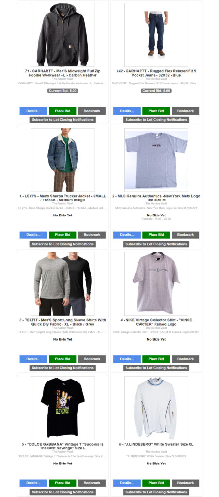 CLOTHING AUCTION ONLINE