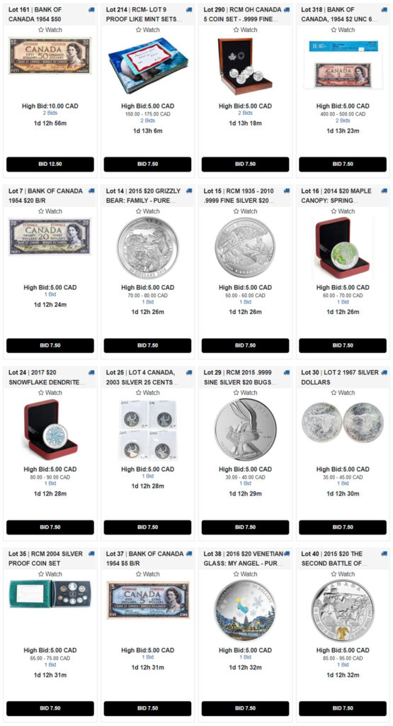 COIN AUCTION ONLINE ONTARIO