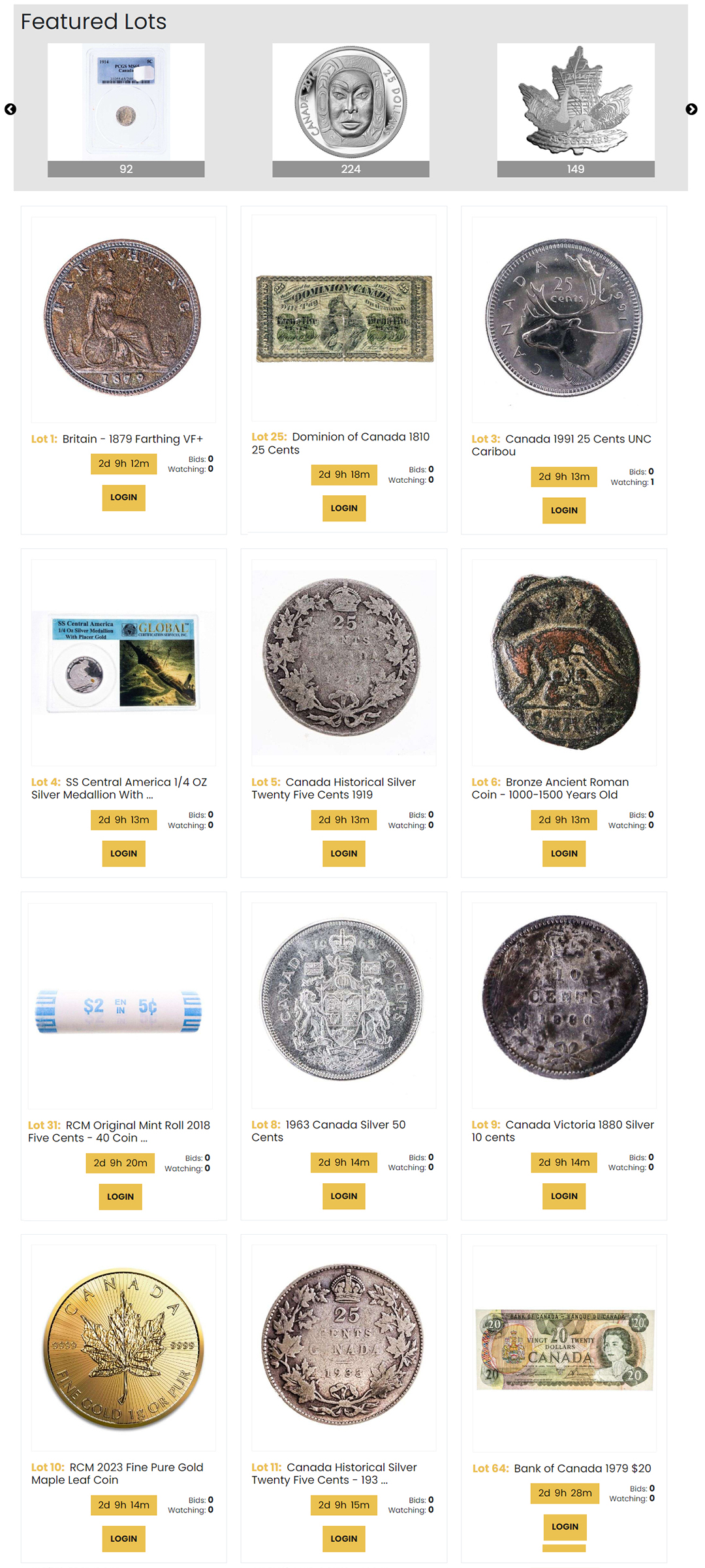 Coin Auction Ontario