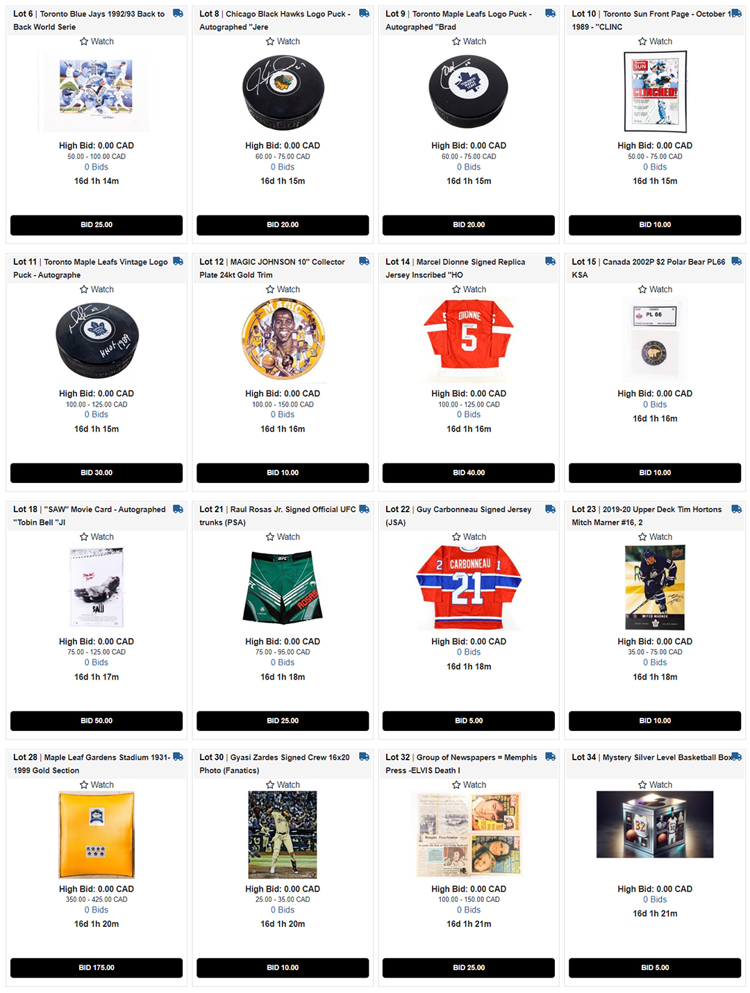 SPORTS COLLECTIBLES AUCTION