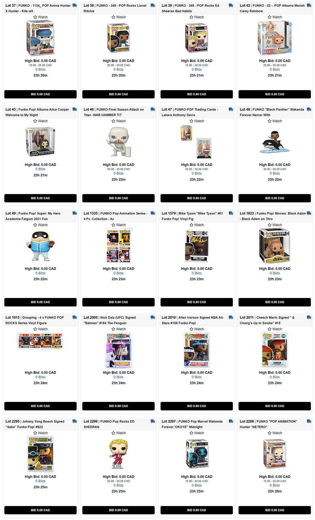 FUNKO POP AUCTION ONLINE